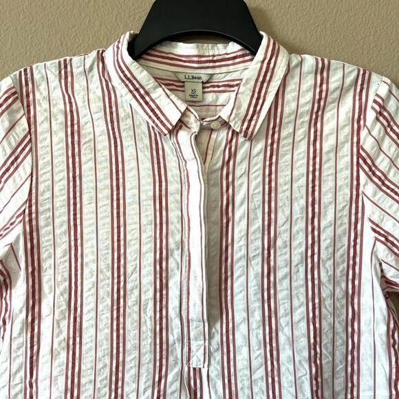 L. L. Bean Striped Half Button Front Top - Picture 2 of 8